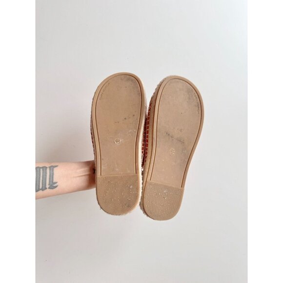 TORY BURCH Orange Suede Double Buckle Espadrille Slide Sandals, Size 7.5 - Picture 11 of 13